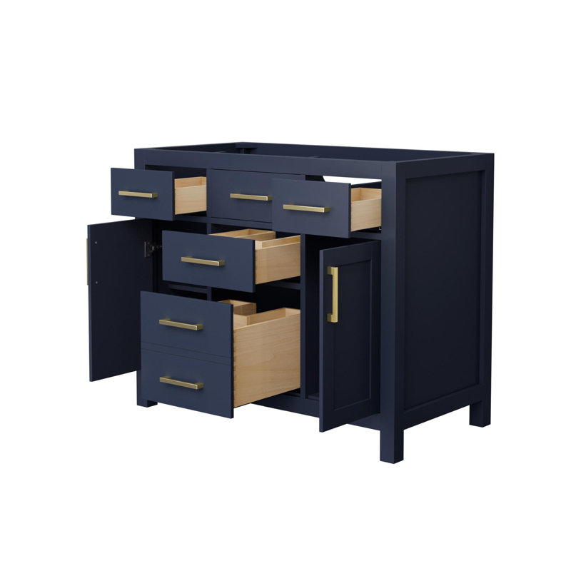 Base de meuble-lavabo simple autoportant de 41 po Beckett, Bleu foncé / nickel brossé