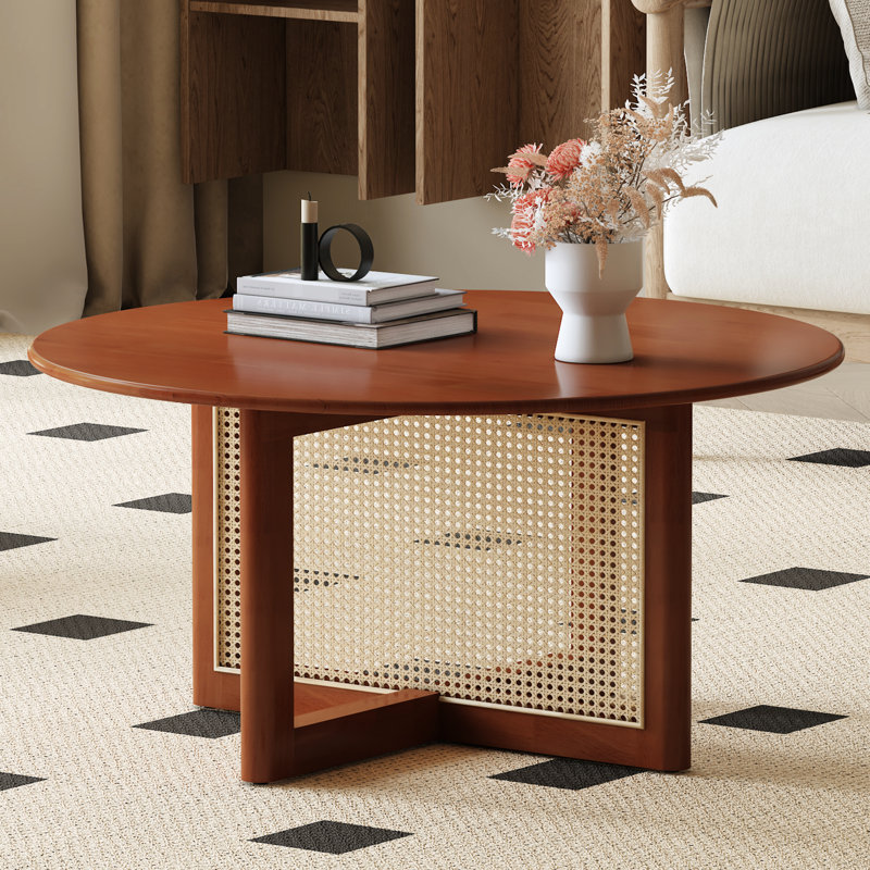 Table basse en bois rouge foncé exquise, avec un assemblage rapide de 34,48 po de largeur, idéal pour l'heure du thé et une largeur de salon de 16,06 po de hauteur, facile à assembler