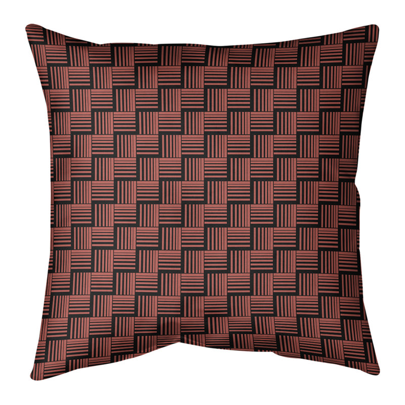 Rayures tressées contrastantes Coussin décoratif, Duvet synthétique, Rouge foncé, 20 po x 20 po