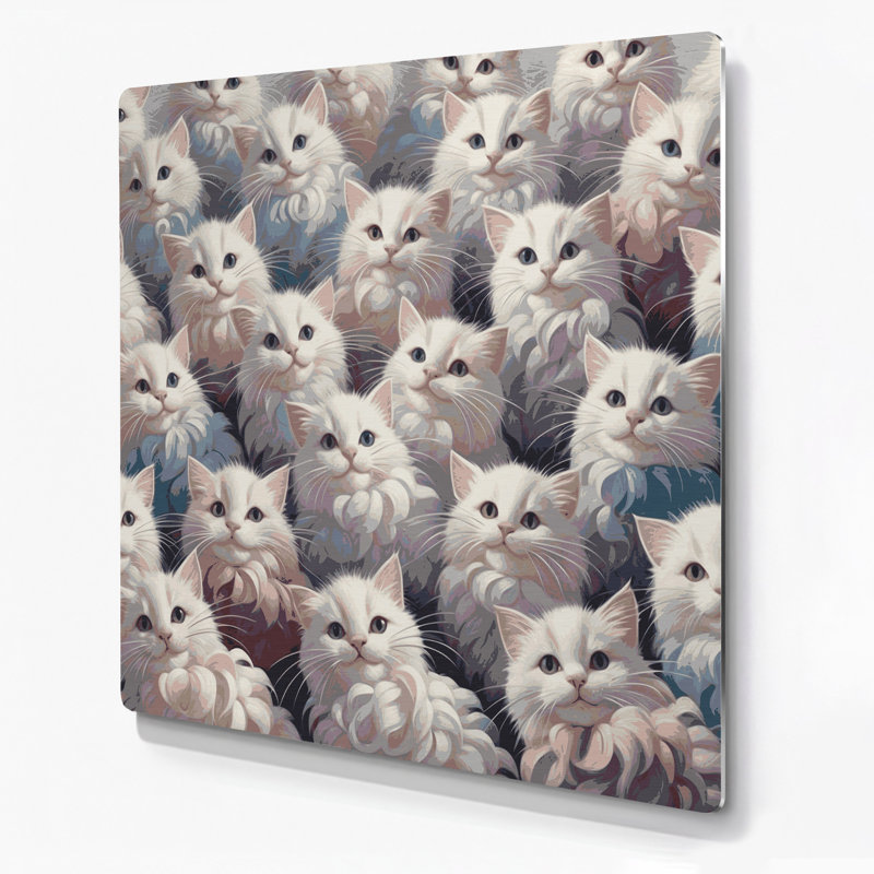 Art mural en métal «Cats Lambkin» gris, H 12 po x l 12 po