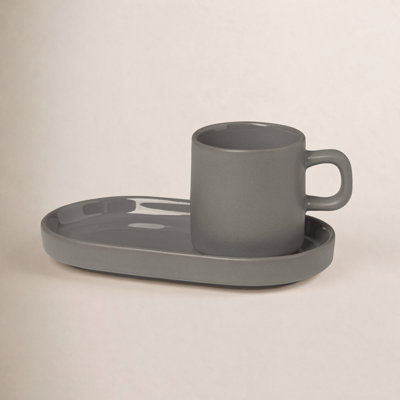 PILAR Stoneware Espresso Cup with Tray