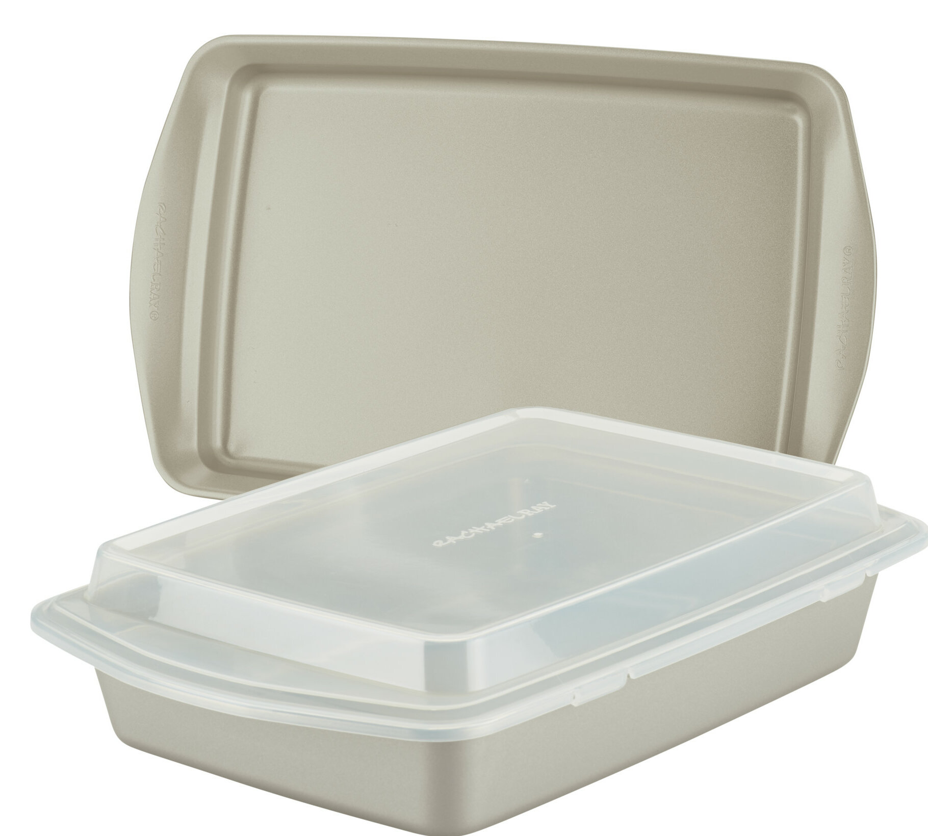 Rachael Ray Ceramic Casserole Bakers with Shared Lid Set, 3-Piece, Agave Blue