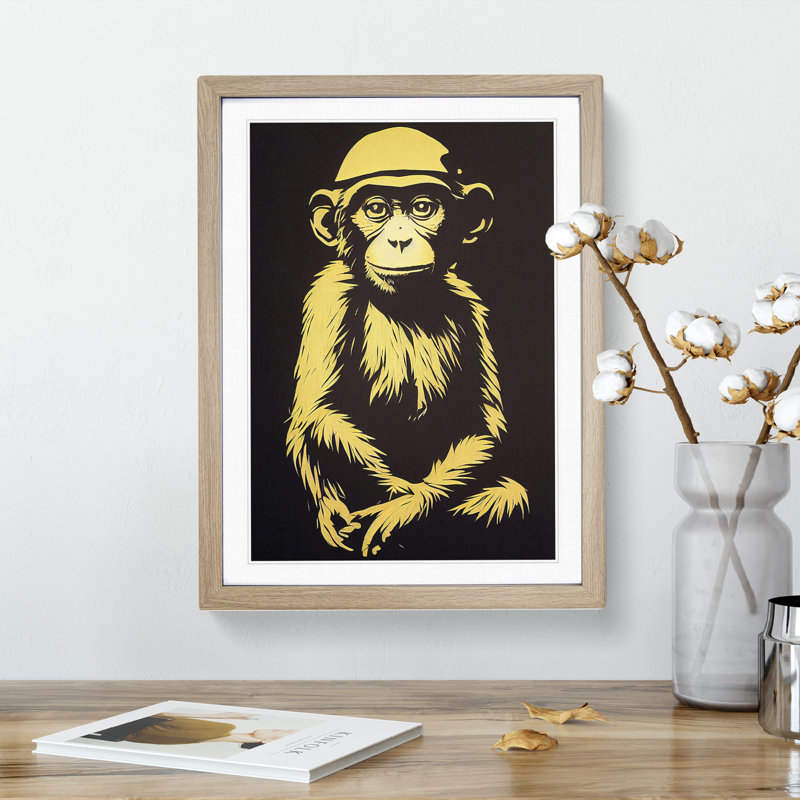 A Young Monkey No.1 - Framed Print, 46cm H x 34cm W, Oak