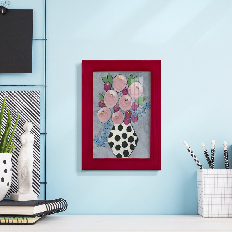 Derrell Floral Froli I, reproduction d'art sur papier, H 6 po x l 4 po x P 1 po, Rouge cerise
