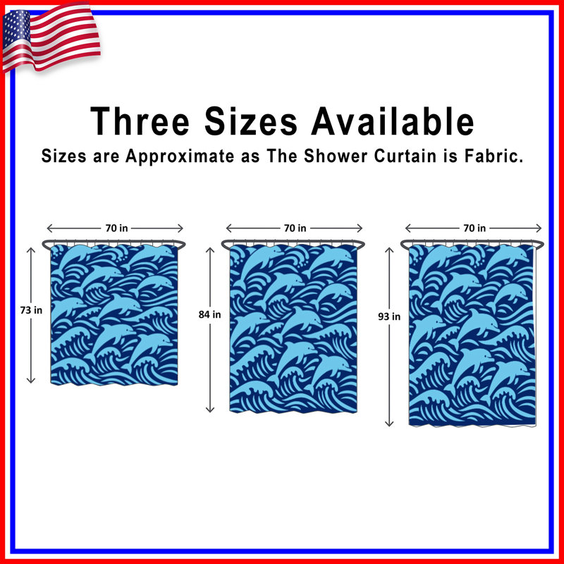 Rideaux de douche Blue Dolphins Waves, 70in W x 72in H