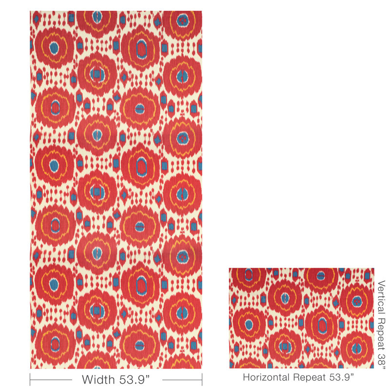 Louverne Mayenne Print 100% Linen Fabric, Red