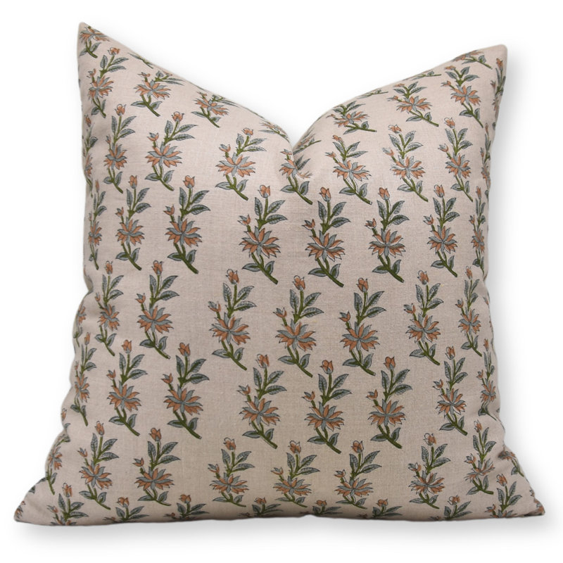 Fabdivine Handmade Block Print Floral Pillow Cover Elegant Decorative Cushion for Stylish Home Décor- Deepika, 24"H x 24"W