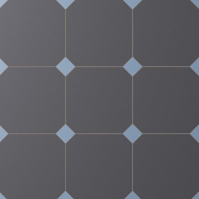 Octogone vaudois Antracita avec taco 7-7 / 8 po X 7-7 / 8 po Carreau de porcelaine pour plancher et mur
