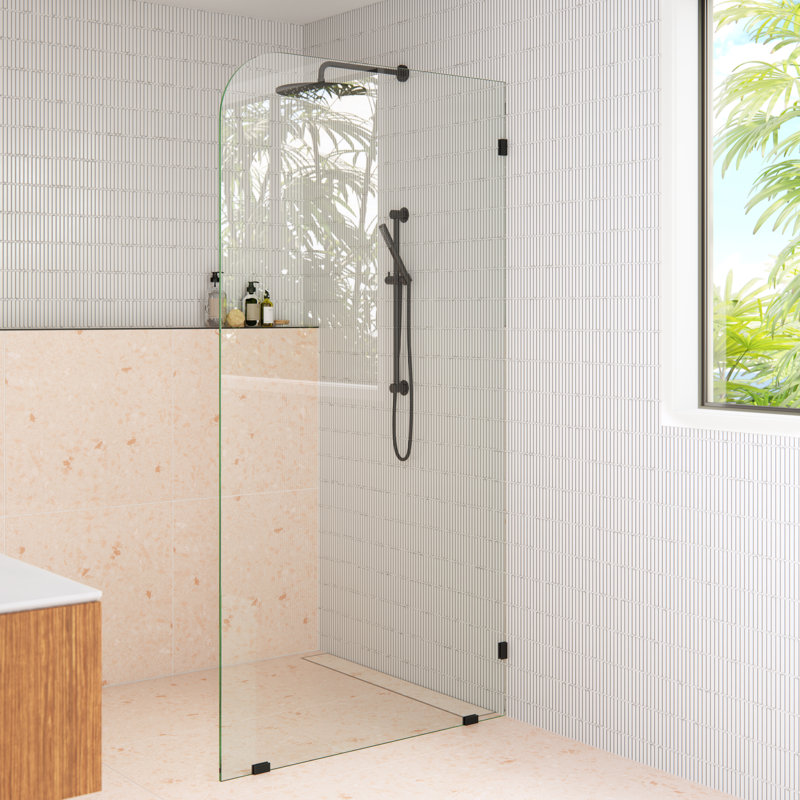 Solaris 40 po x 78 po. Panneau de douche fixe sans cadre à rayon unique, Noir mat