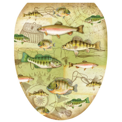 Cabin Gone Fishing Toilet Seat Decal –Toilet Tattoos Reusable Static Cling Vinyl Lid Cover Fits Round & Elongated Seats