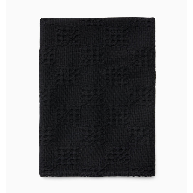 Straccio Cotton Waffle Tea Towel, Black