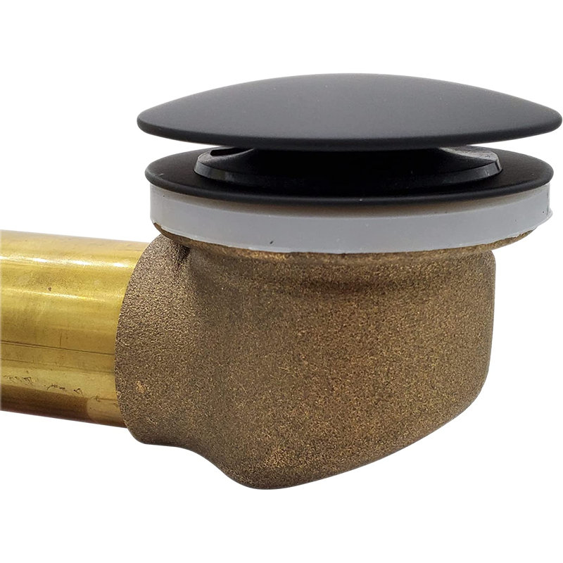 Ensemble de drain de baignoire 14 "en laiton calibre 14 avec un débordement sans trou, Noir mat