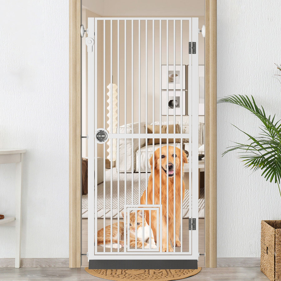 Eresmia 61“ Extra Tall Pet Gate for Doorway, Adjustable Pressure Mounted Pet Gate with Door