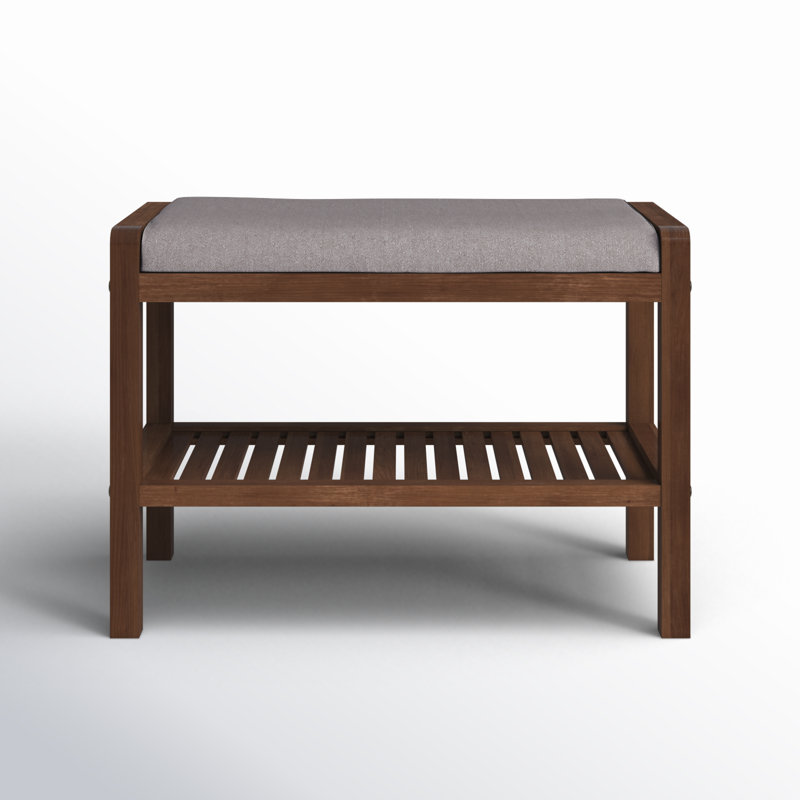 Banc de rangement pour chaussures rembourré Knarr, Brun brossé