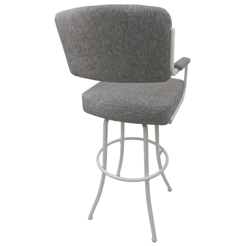 Hildebran Swivel Stool, White, Mojave Grey, Bar Stool (30” Seat Height)