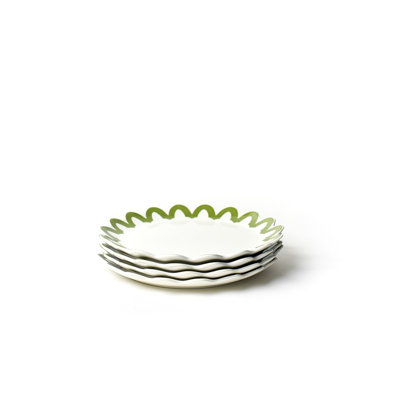 Olive Arabesque Trim Scallop Dinner Plate Set Of 4