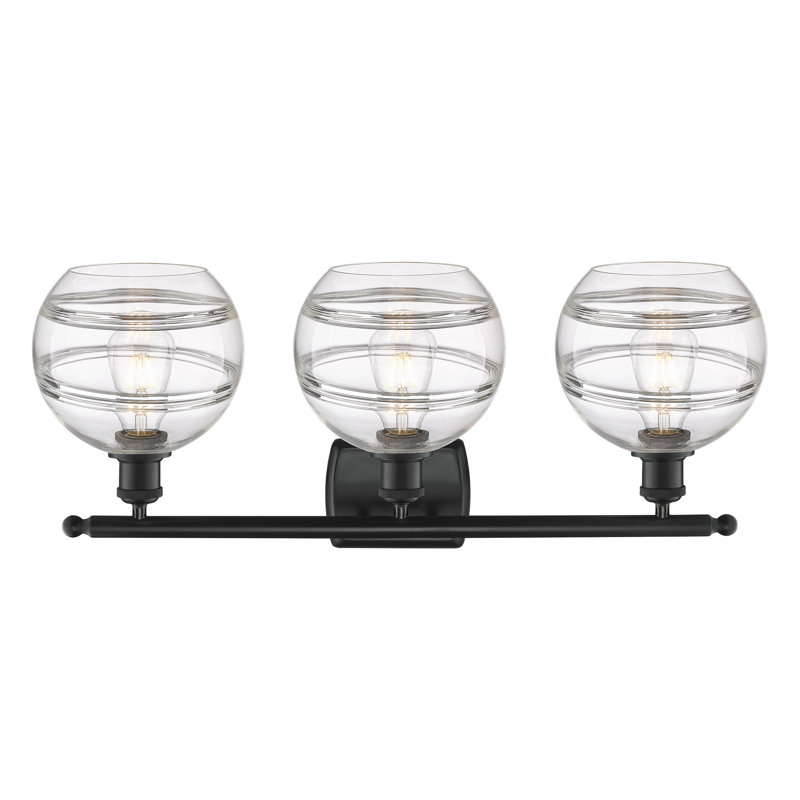 Éclairage pour meuble-lavabo 3 lumières Natick, Transparent, Noir mat