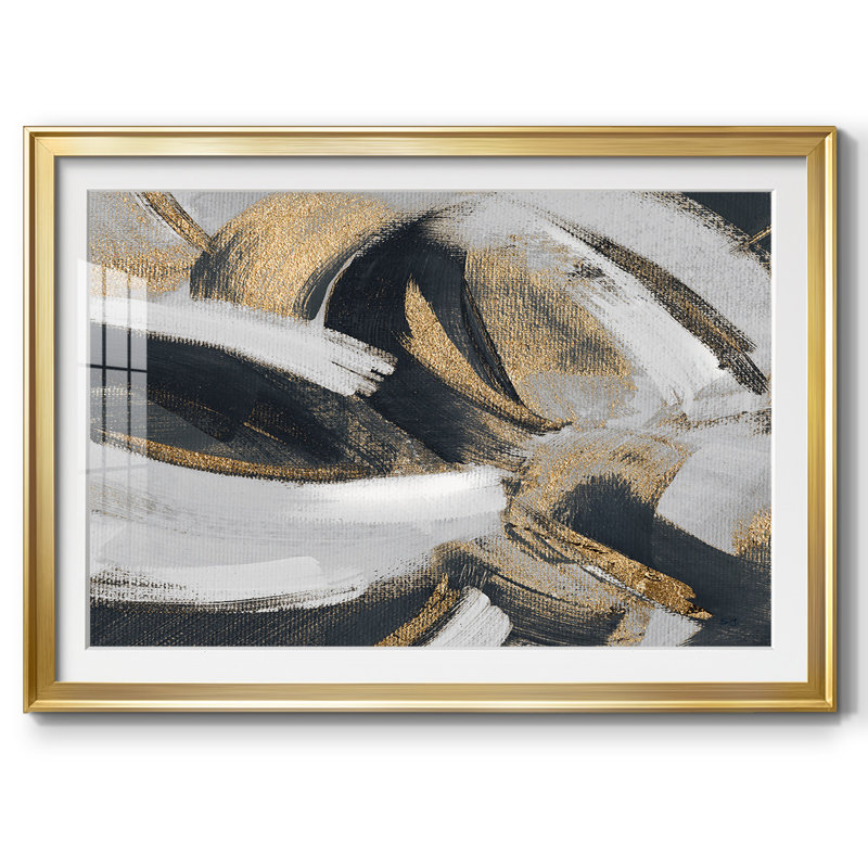 Cadre biseauté avec impression biseautée et verre biseauté mat, Or, H 19 po x l 27 po x P 1,5 po