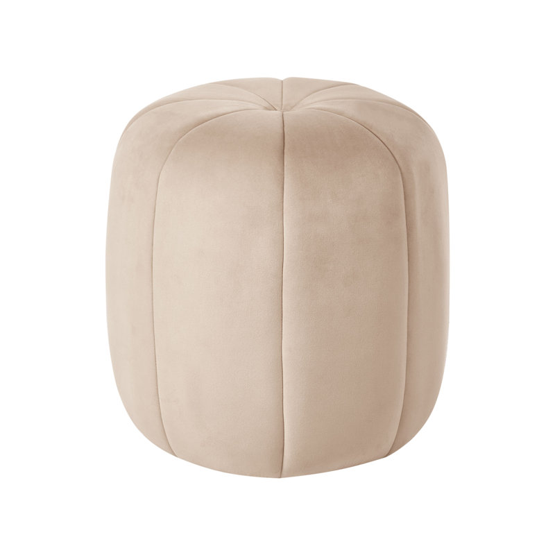 40 cm W Velvet Tufted Oval Pouffe, Beige