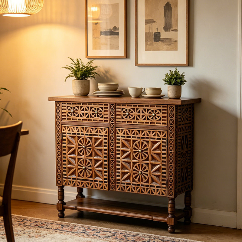 Southeast Asian Style Solid Wood Console Cabinet