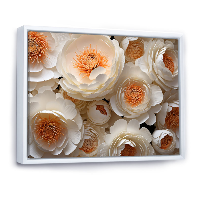 Ranunculus Radiance Treasure II, Cadre flottant blanc, H 34 po x l 44 po x P 1,5 po