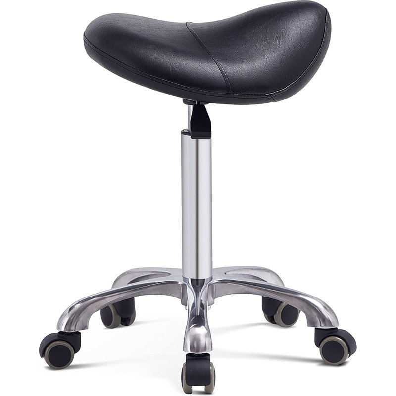 Rolling Stool With Wheels, Black