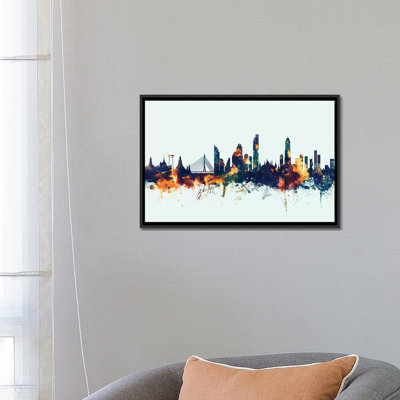 Bangkok, Thailand On Blue by Michael Tompsett - Gallery-Wrapped Canvas Giclée