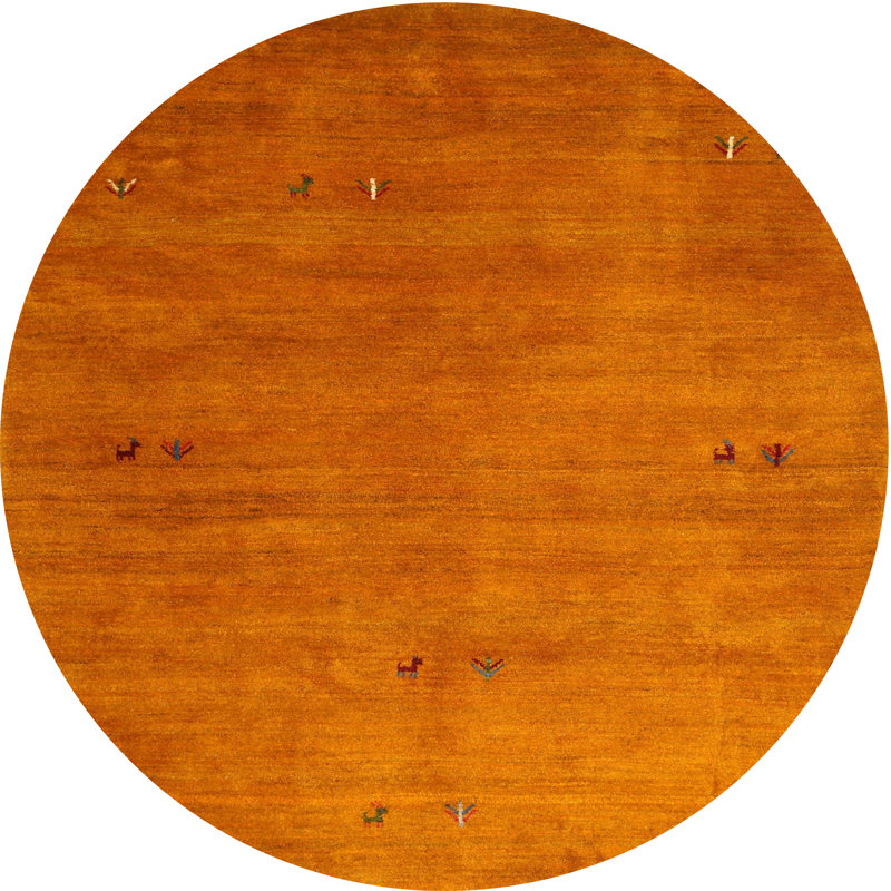 Tapis contemporain jaune, Rond 5 pi
