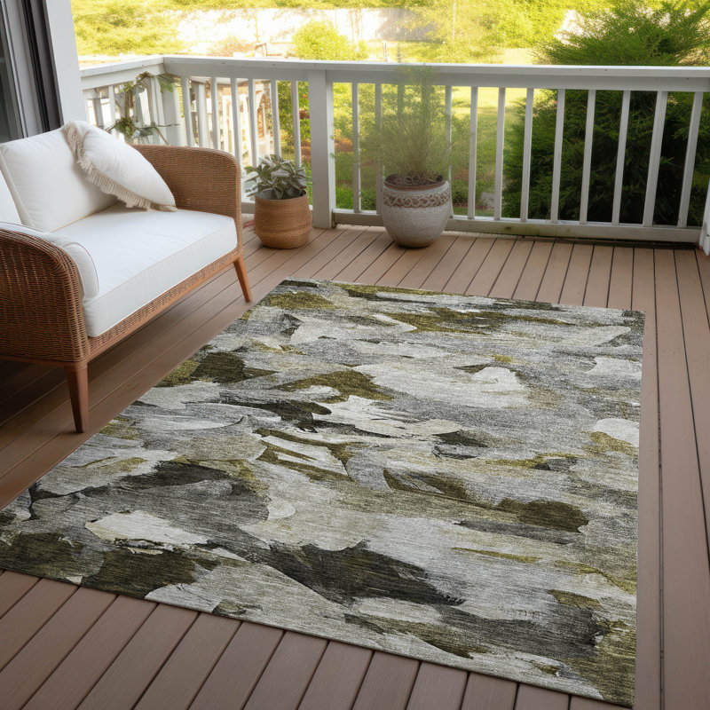 Granite Rectangular Synthetic Washable Non-slip 10' x 14' Area Rug
