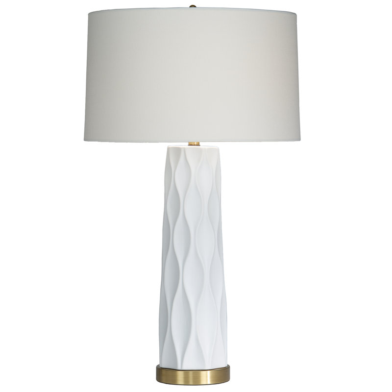Lampe de table blanche 34 po Dartmoor, Laiton