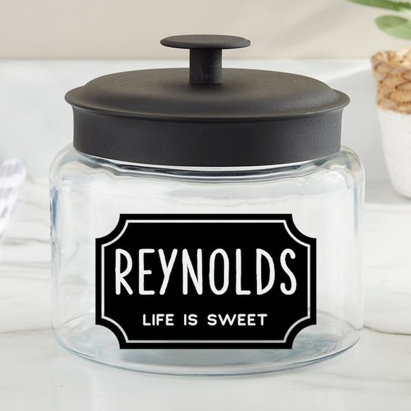 Pot à biscuits personnalisé en verre traité 1,5 qt, Oui