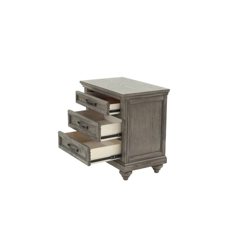 Élégante table de chevet en chêne gris antique avec 3 tables de chambre contemporaines attrayantes
