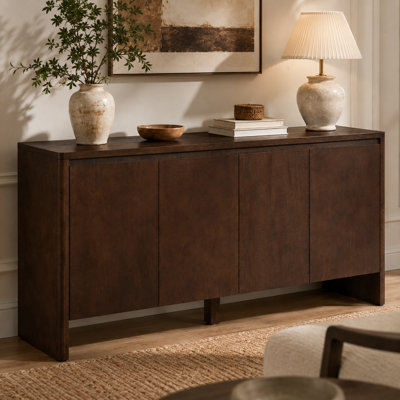 Sideboard Storage Cabinet, Adjustable Shelves, Wood Veneer Media Console
