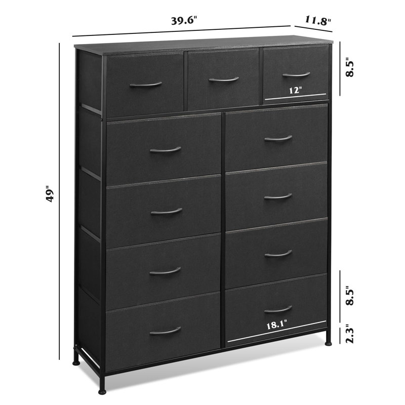 Commode 11 tiroirs xinyan, Noir