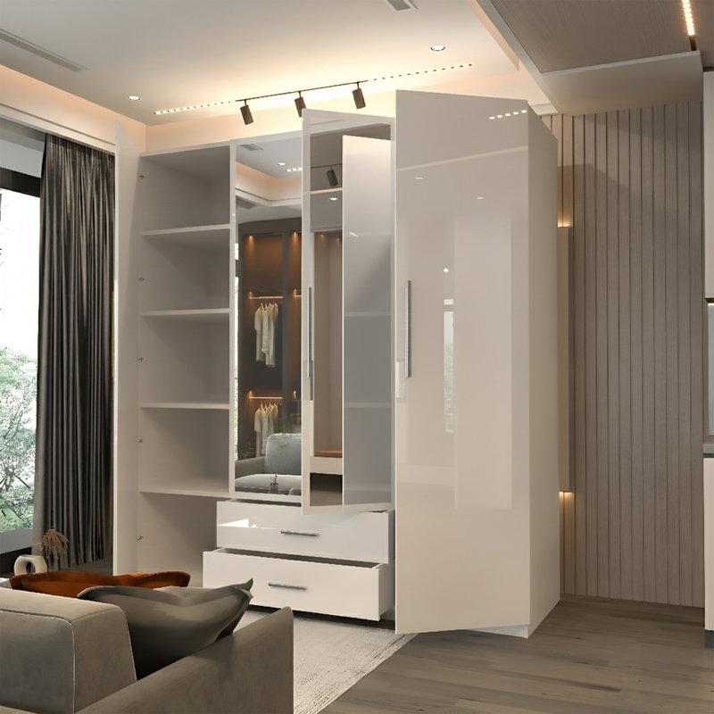 Manufactured Wood Wardrobe, White 160cm