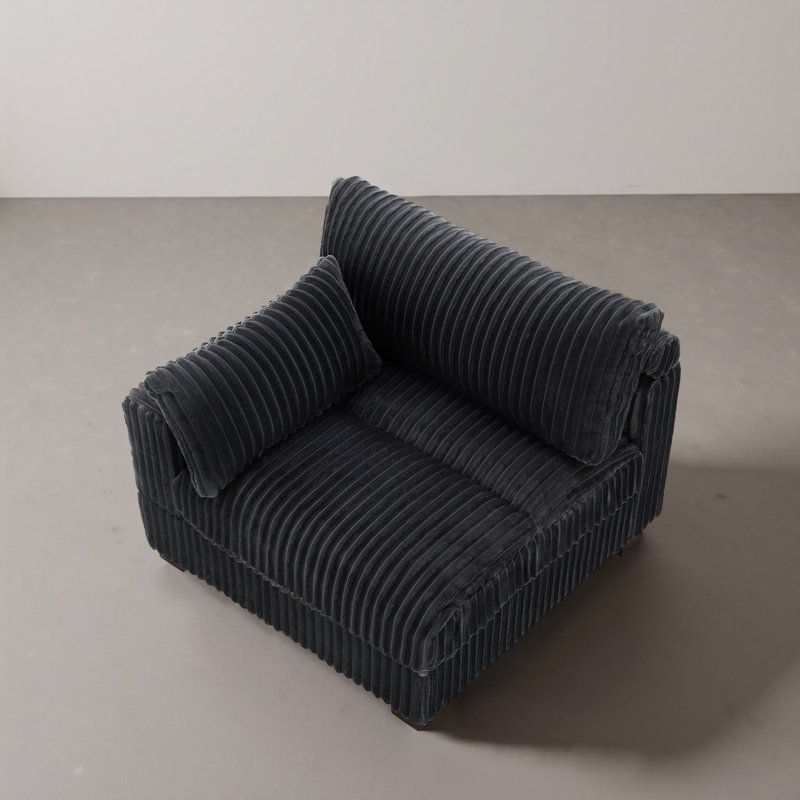 Fauteuil rembourré en flanelle de fourrure de lapin avec dossier rembourré et rembourré gris, Gris