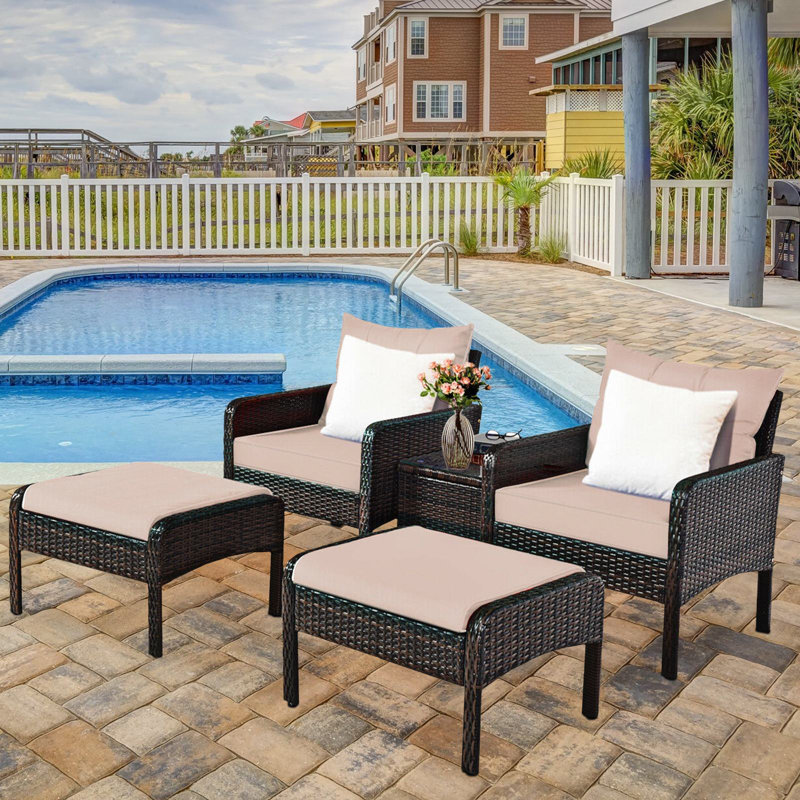Amanti 4 - Person Patio Conversation Set with Cushions, Brown