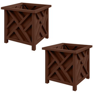  Lattice Planter Box 2-Pack, Black (Set of 2)