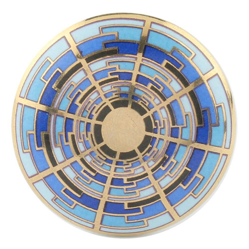 Round Knob, Blue/Gold 