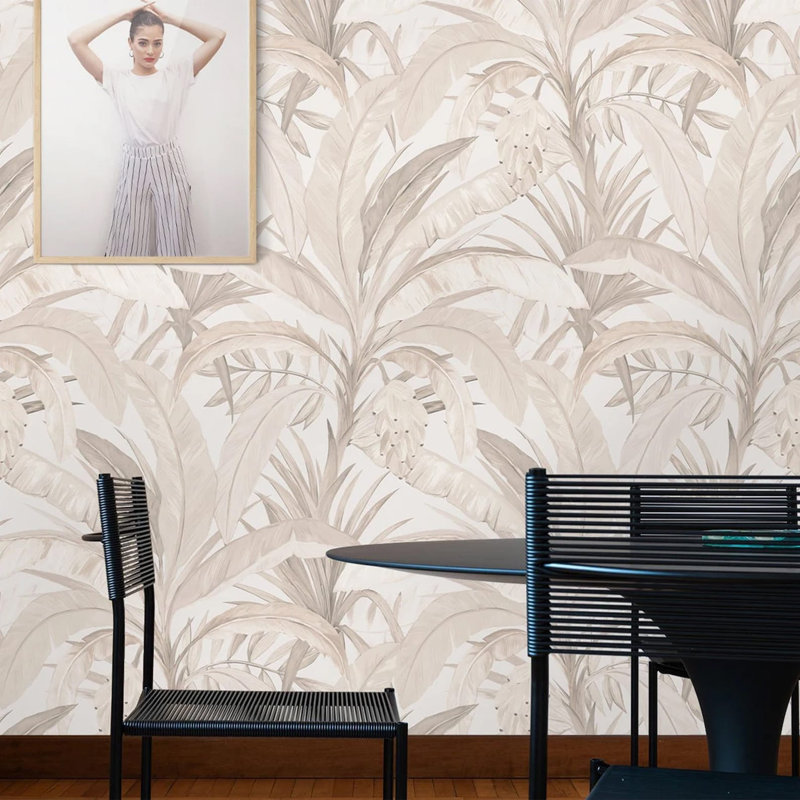 Pastel Banana Plant Tropical Wallpaper Beige