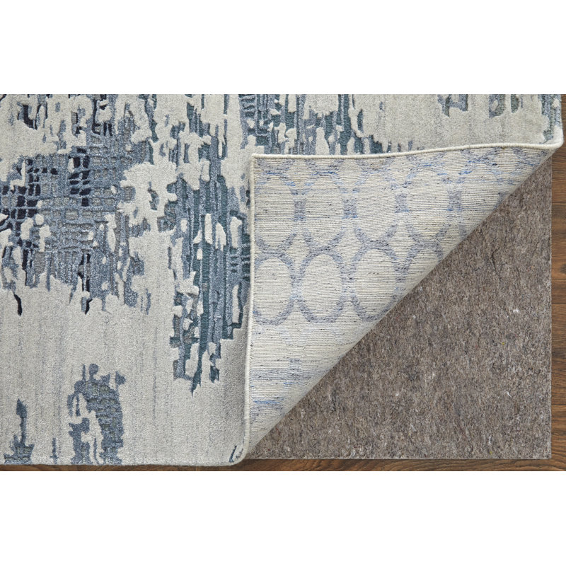 Zarah Hand Tufted Abstract Area Rug, Blue, Rectangle 9' x 12'