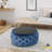 Dark Blue Modern With Button- Covering And Strong Tempered Glass, 30.48" W X D 14.63" H Velvet Details Glass Top, Look,-341716732