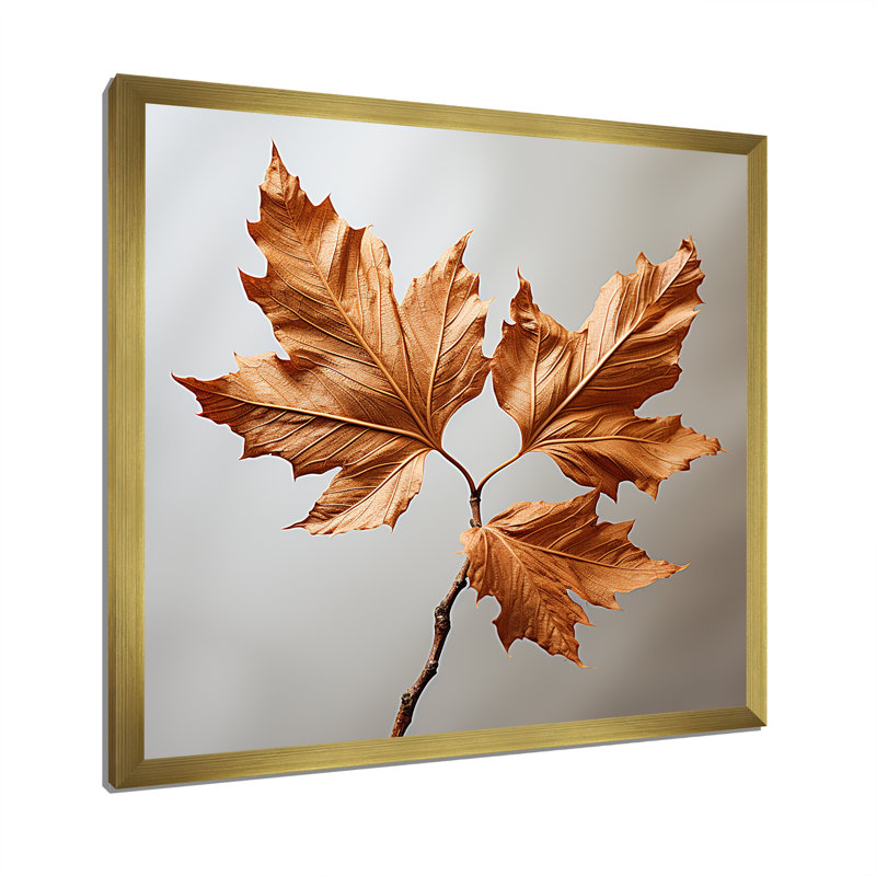 «Copper Leafy Abstractions III», reproduction sur toile, H 24 po x l 24 po x P 1 po, Cadre doré simple