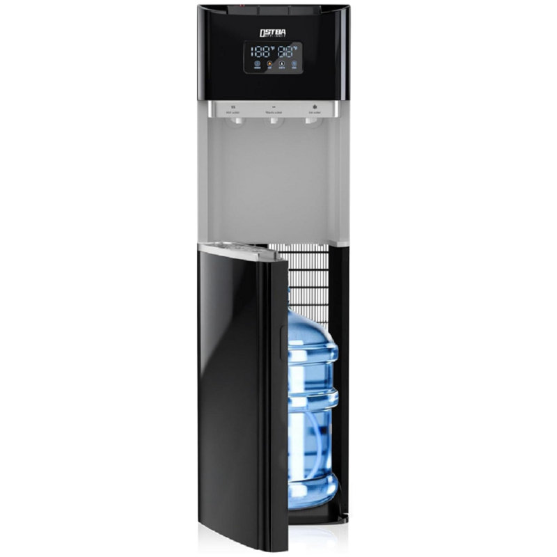OSTBA Bottom Loading Water Cooler Dispenser for 3 & 5 Gallon Bottles, Hot, Cold & Room Water, LED Display, Child Safety Lock, Stainless Steel Tank Water Dispenserfor Home & Office