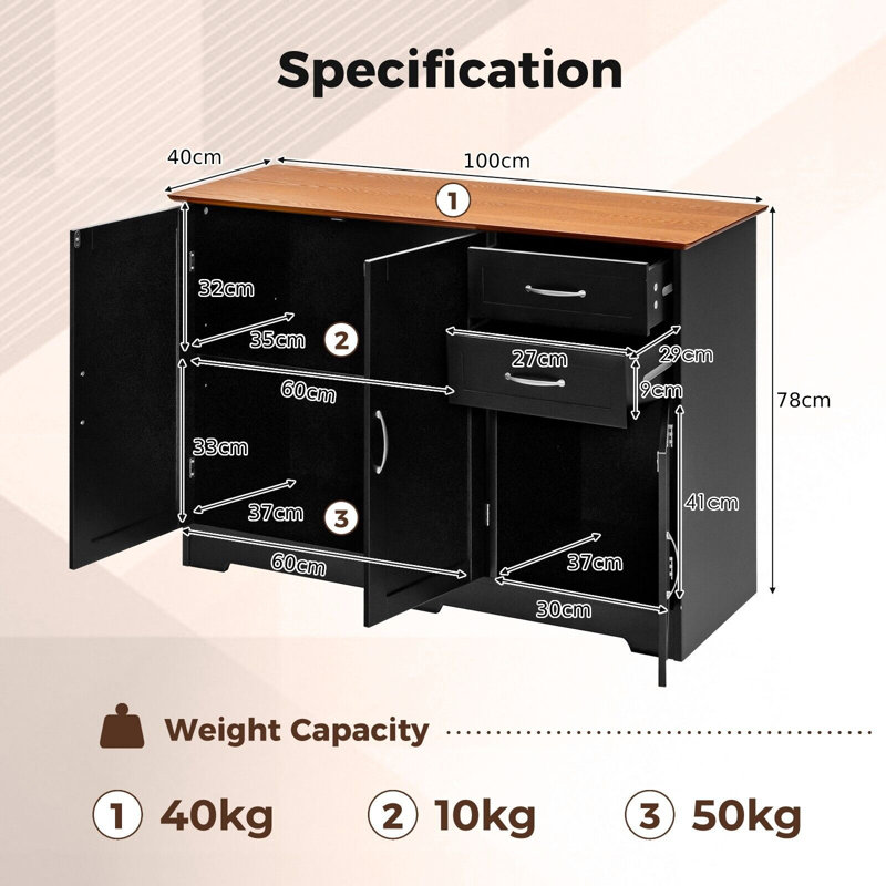 100cm Sideboard, Black