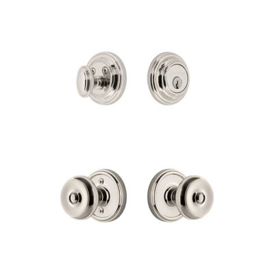 Grandeur Georgetown Rosette Entry Set with Bouton Knob in Antique Pewter