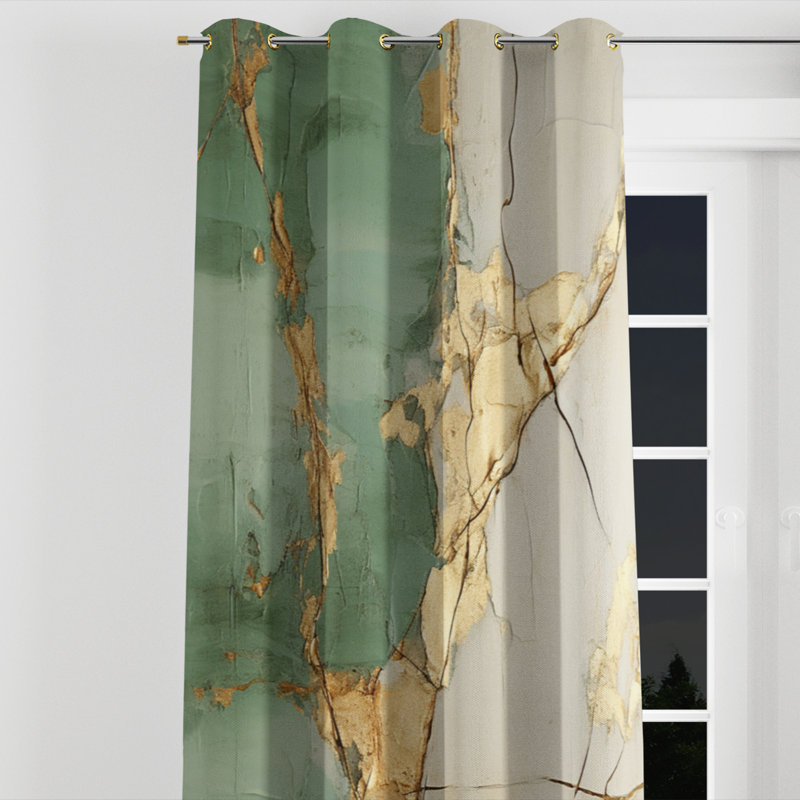 Aurela - Modern Velvet Grommet Curtain - Room Darkening - 1 Panel, 52" W x 63" L, Golden Grommets
