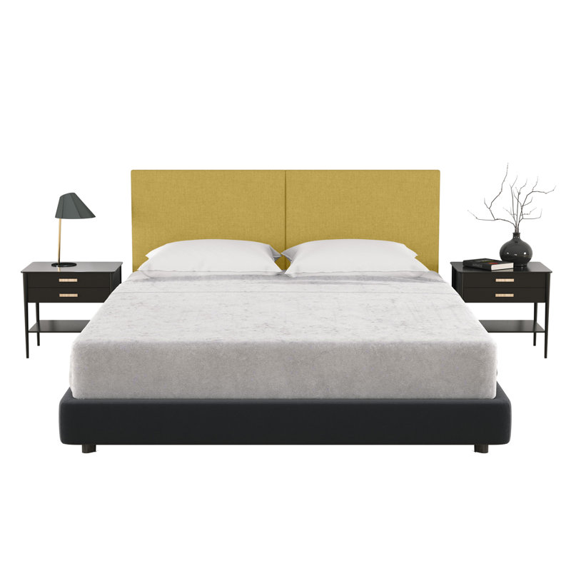 Panelist Modern Padded Headboard - Set of Wall Mounted Panels, Amber Gold Microvelvet, Queen (22.5"H x 30"W, Set of 2)
