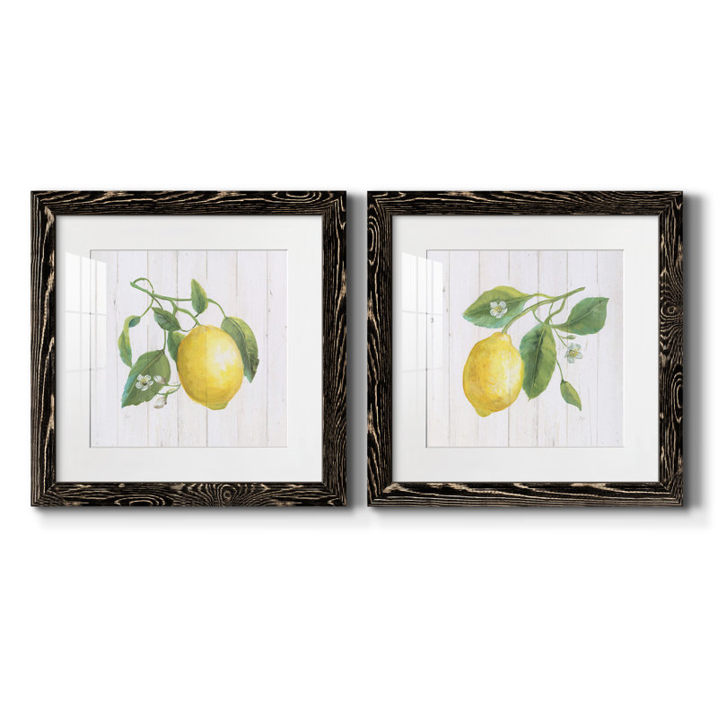 Lemon Fresh I - ensemble de 2 cadres photo, Cadre noir, H 20 po x l 40 po x P 1,5 po