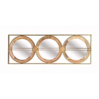 3 Mirror Piece Wall Mirror In Gold Rectangular Frame